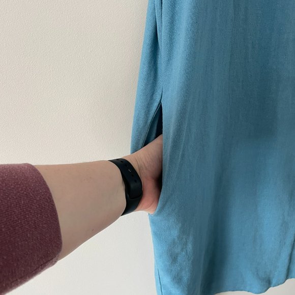 CUB Blue Linen Knee-length Shift Dress - Picture 6 of 9